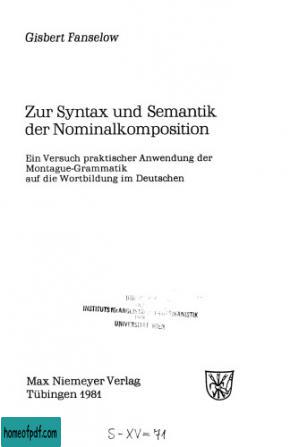 Zur Syntax und Semantik der Nominalkomposition: Ein Versuch praktischer Anwendung der Montague-Grammatik auf die Wortbildung im Deutschen (Linguistische Arbeiten).jpg